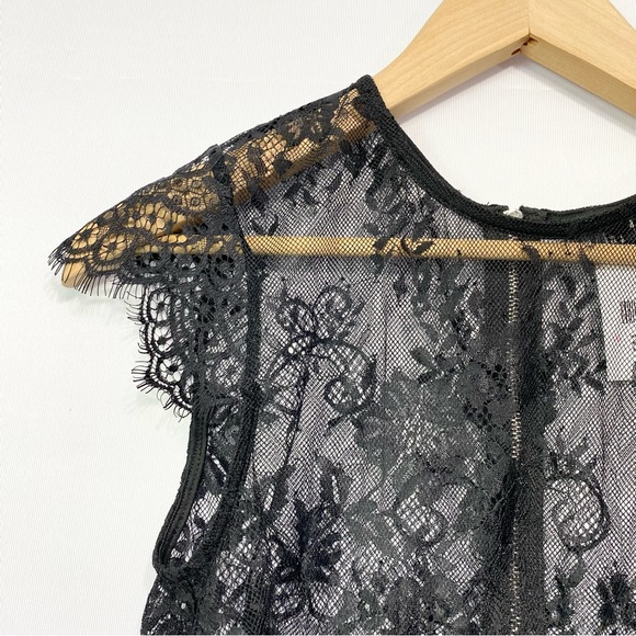 NWT-Forever21 Black Lace Zip Up Back Tank L - Picture 2 of 5